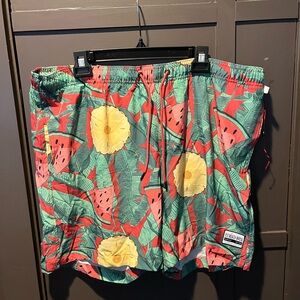 Beach Bros Surf Shop Swim Shorts XXL Washed Red Watermelon Twist NEW